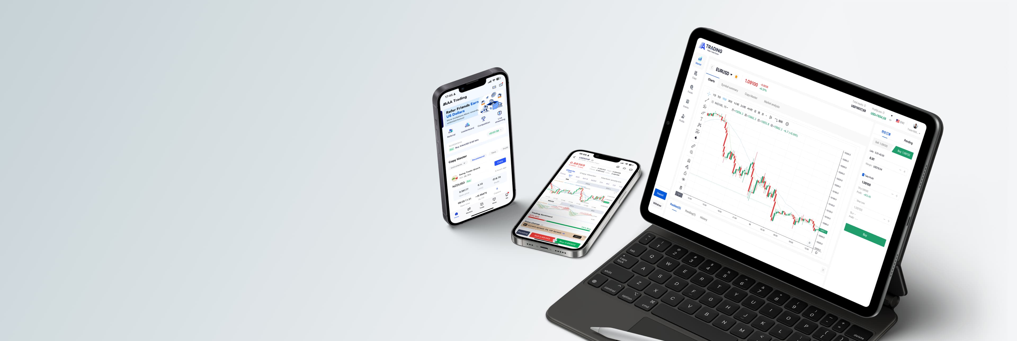 行動裝置上的 DPrime Trade